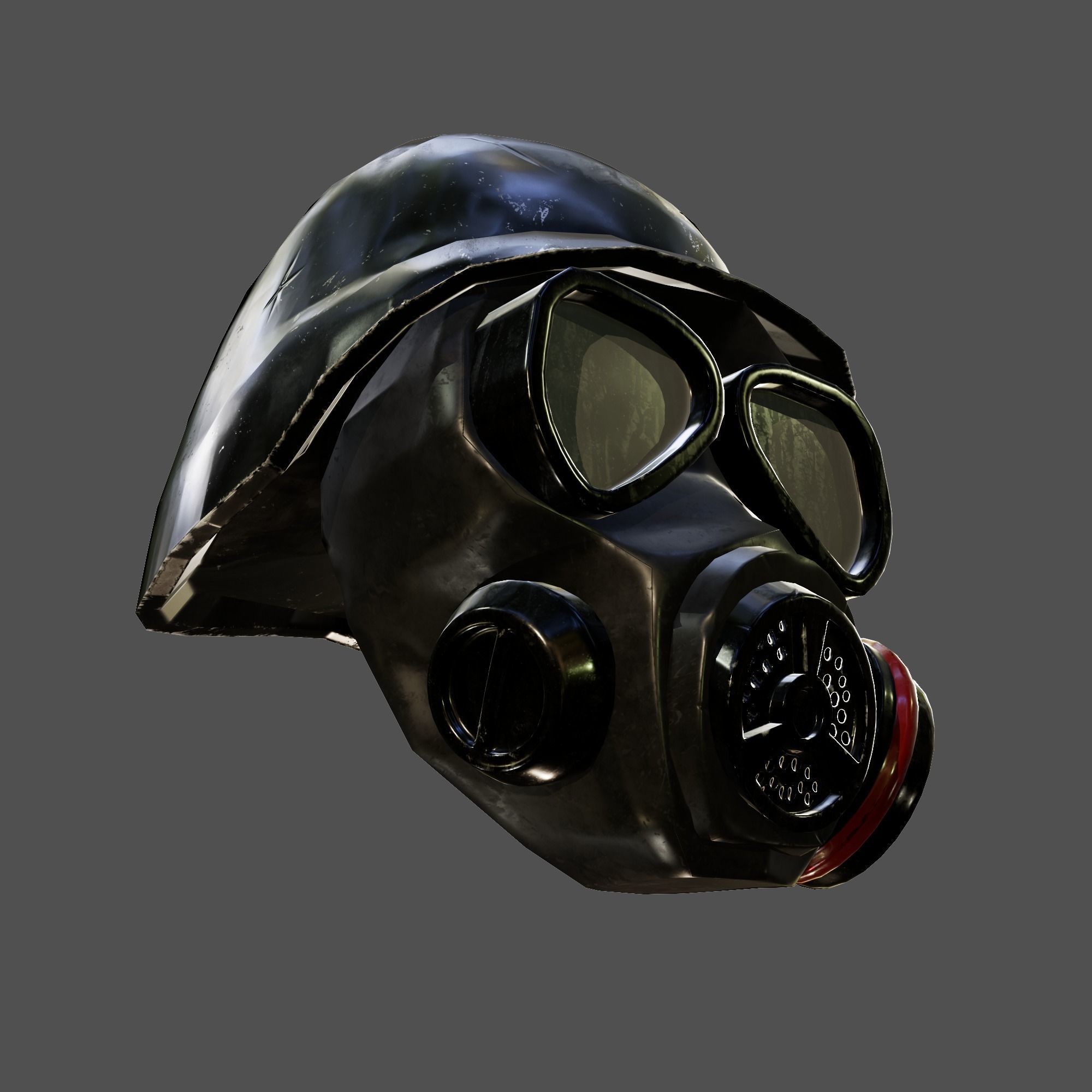 tactical helmet with gas mask Low-poly 3D model_2