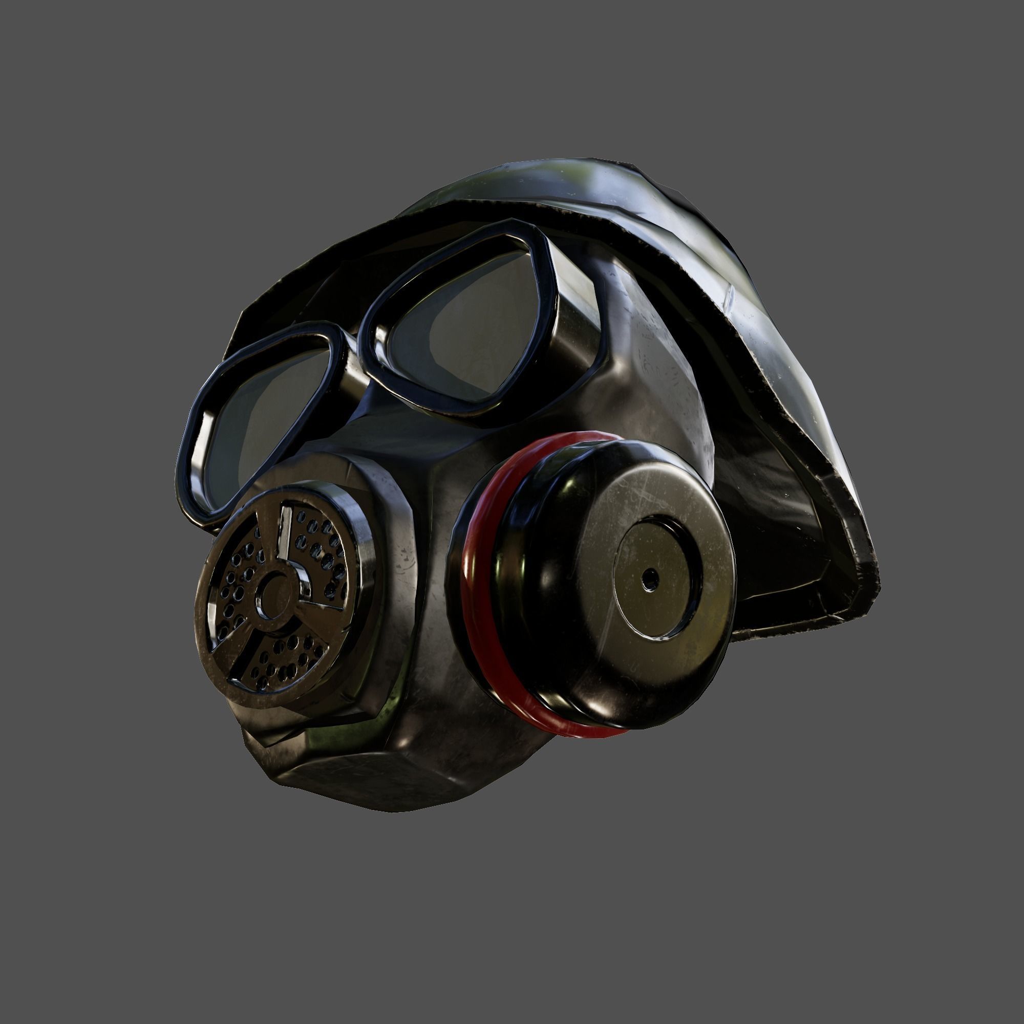 tactical helmet with gas mask Low-poly 3D model_1