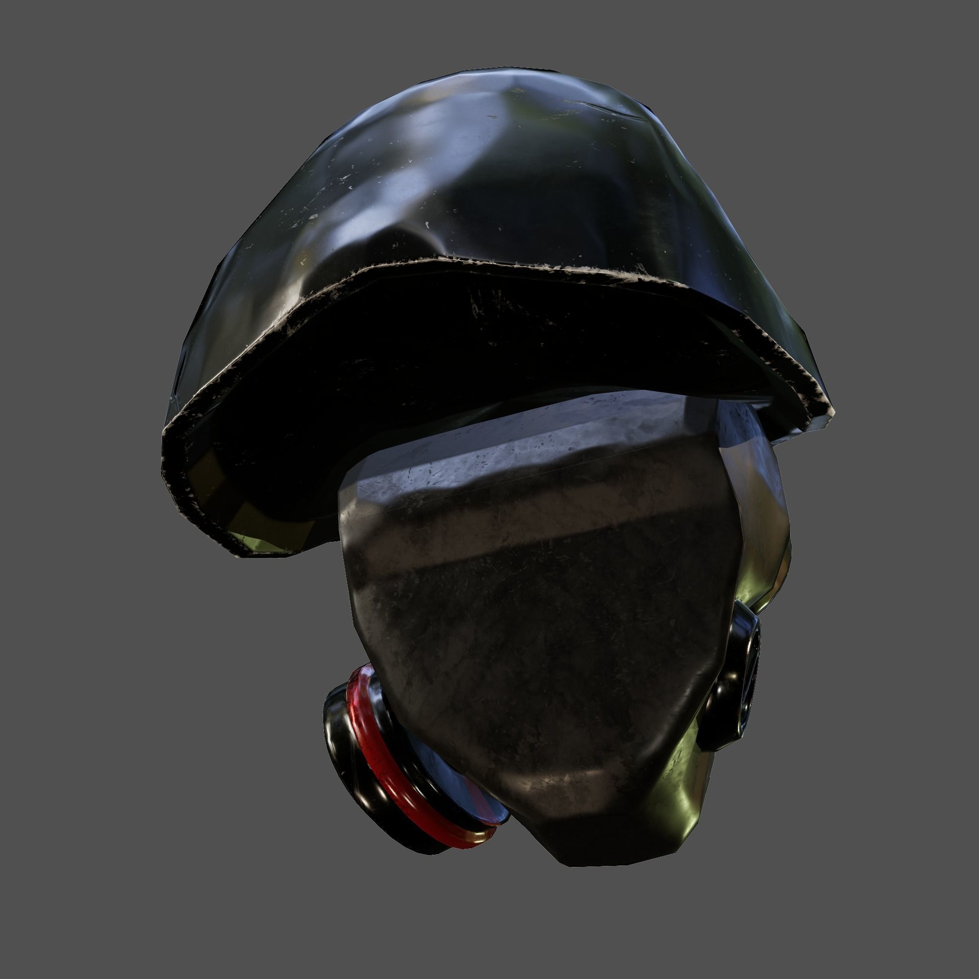 tactical helmet with gas mask Low-poly 3D model_7