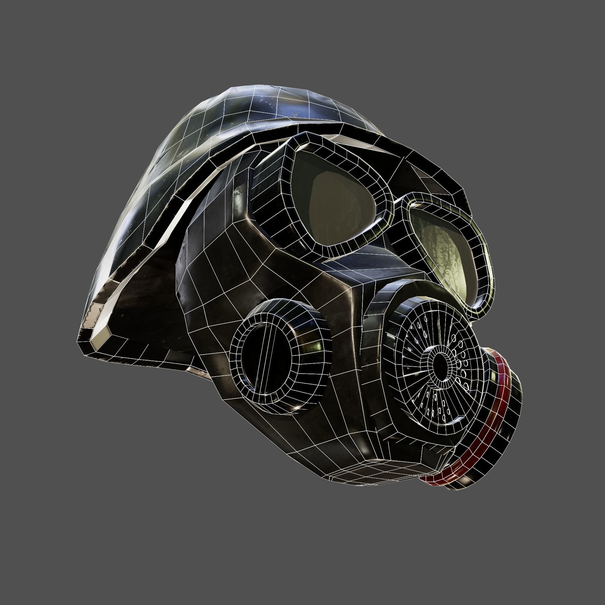 tactical helmet with gas mask Low-poly 3D model_14