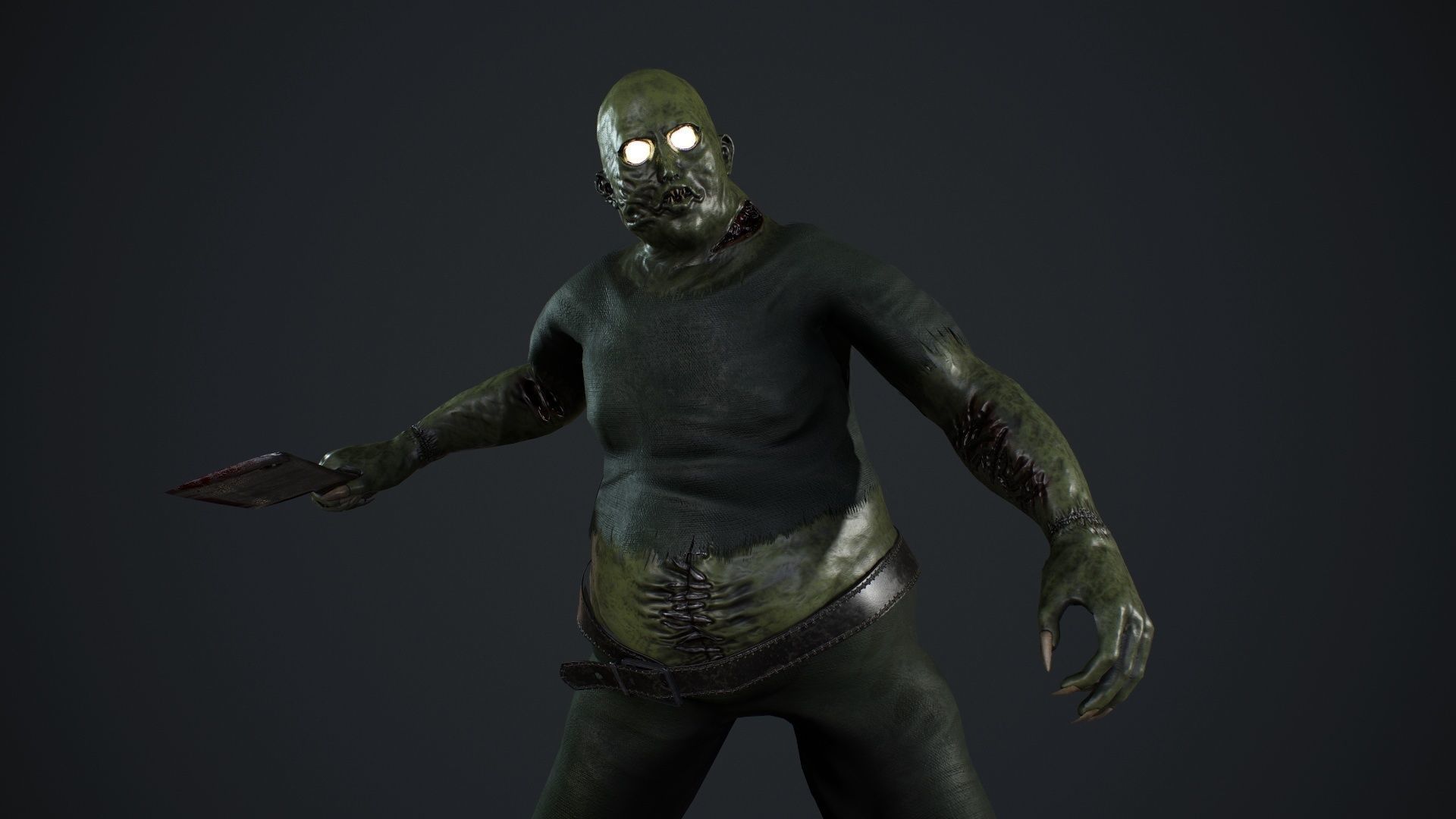 Fat Zombie Low-poly 3D model_19