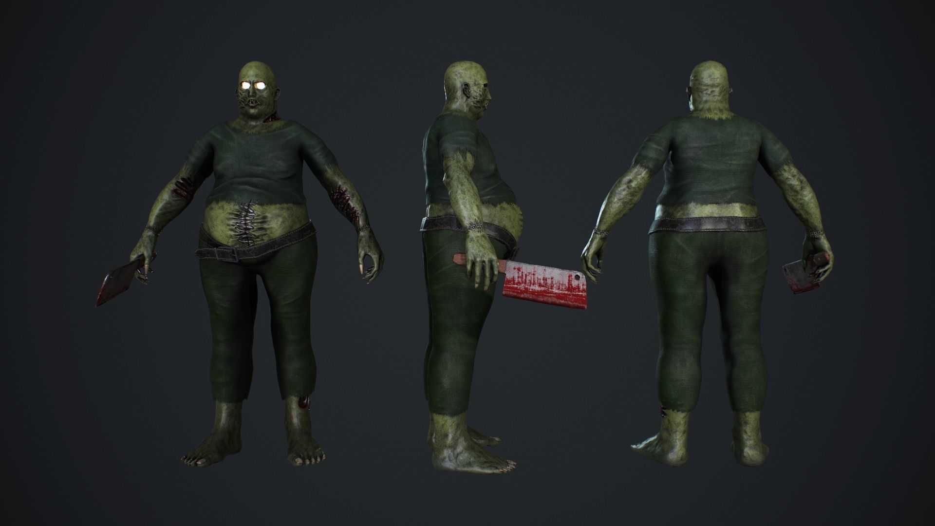 Fat Zombie Low-poly 3D model_5