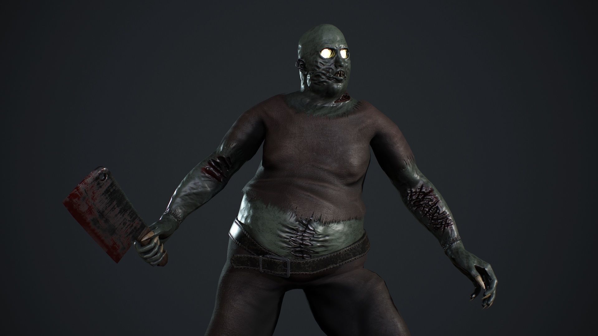 Fat Zombie Low-poly 3D model_16