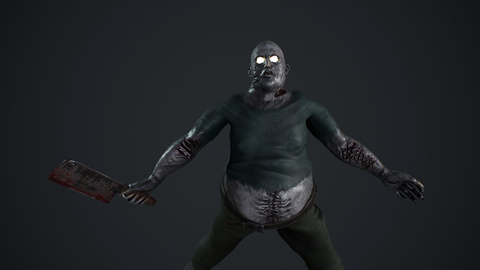 Fat Zombie Low-poly 3D model_10