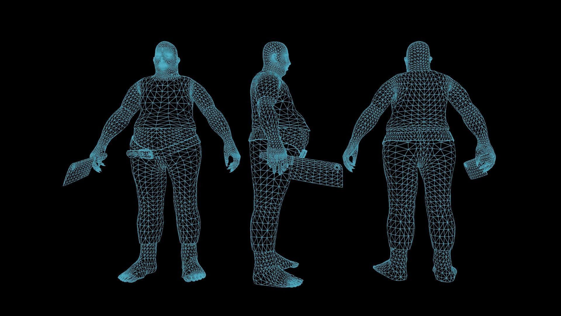 Fat Zombie Low-poly 3D model_7