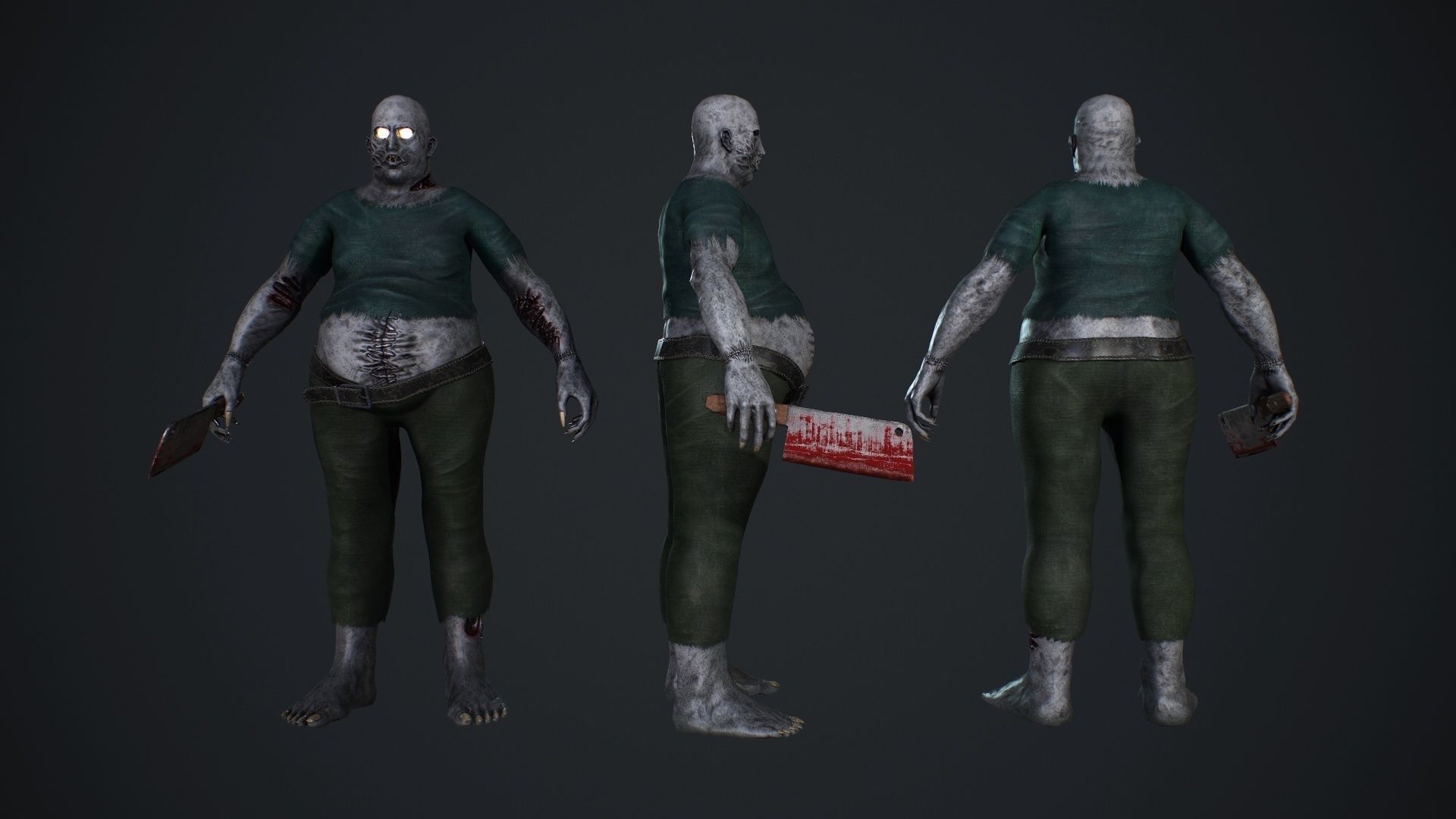 Fat Zombie Low-poly 3D model_4