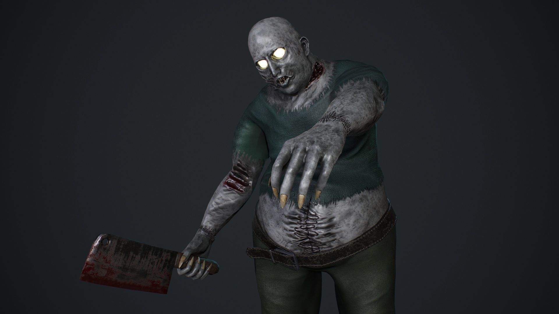 Fat Zombie Low-poly 3D model_9