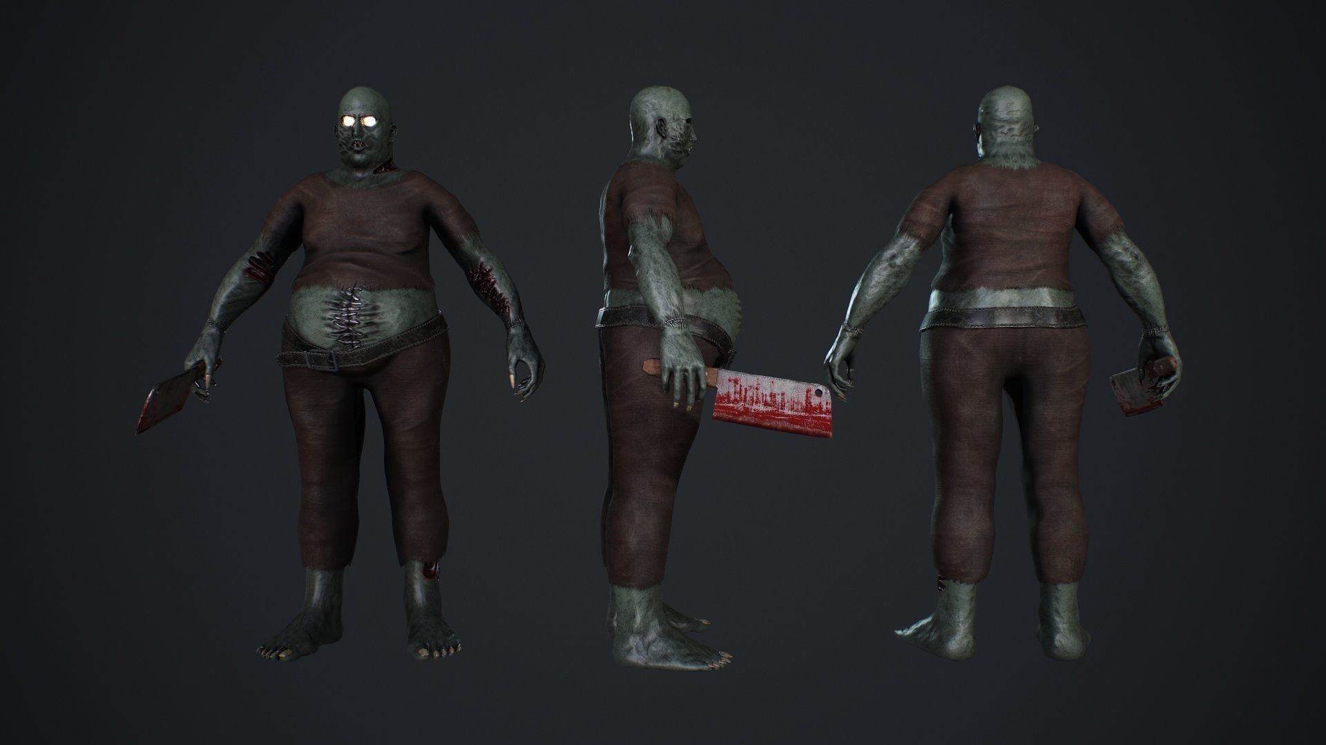 Fat Zombie Low-poly 3D model_6