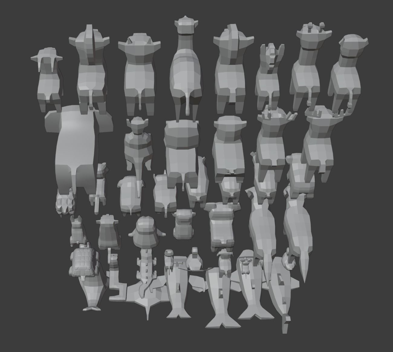 Low poly animals set animal characters Low-poly 3D model_7