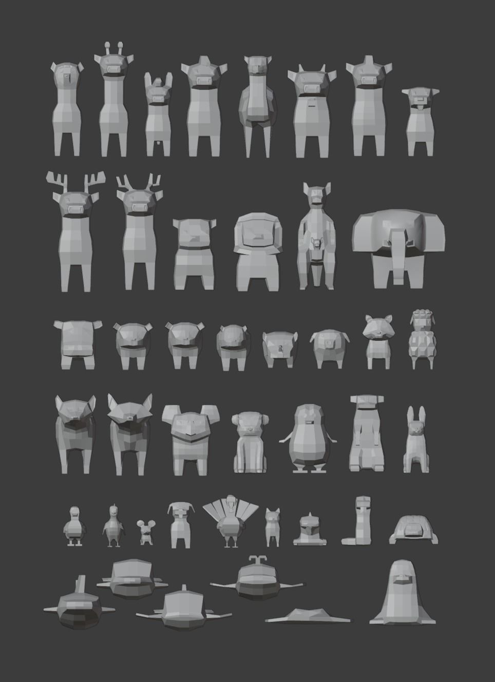 Low poly animals set animal characters Low-poly 3D model_4