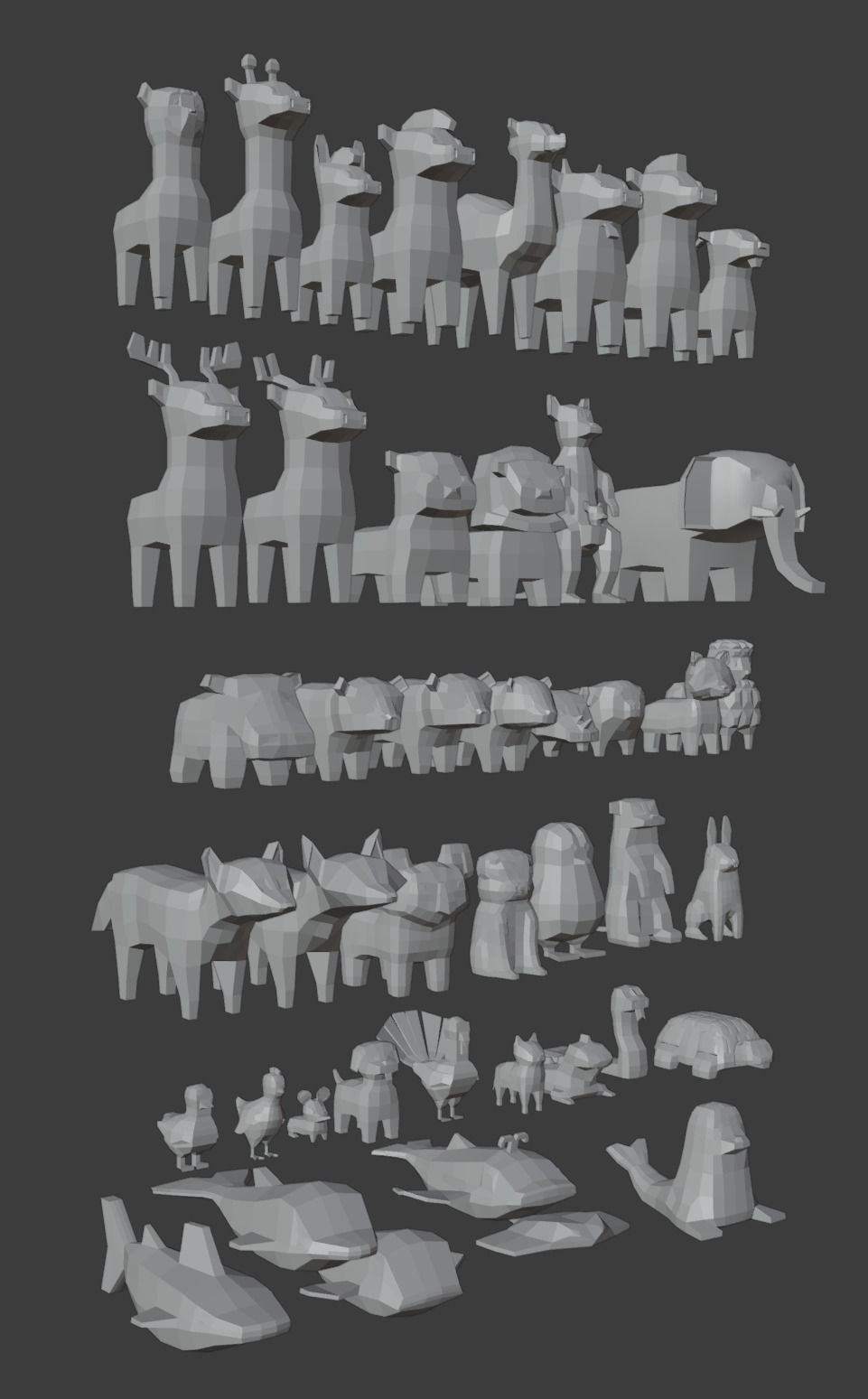 Low poly animals set animal characters Low-poly 3D model_5