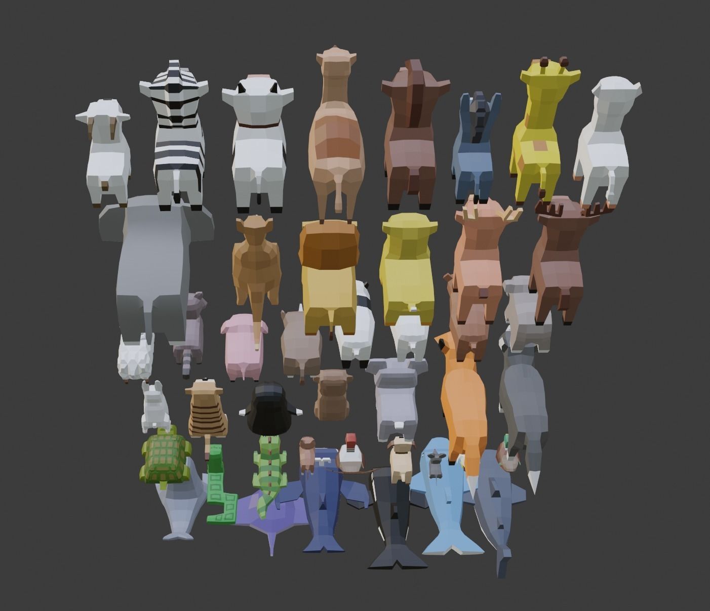 Low poly animals set animal characters Low-poly 3D model_3