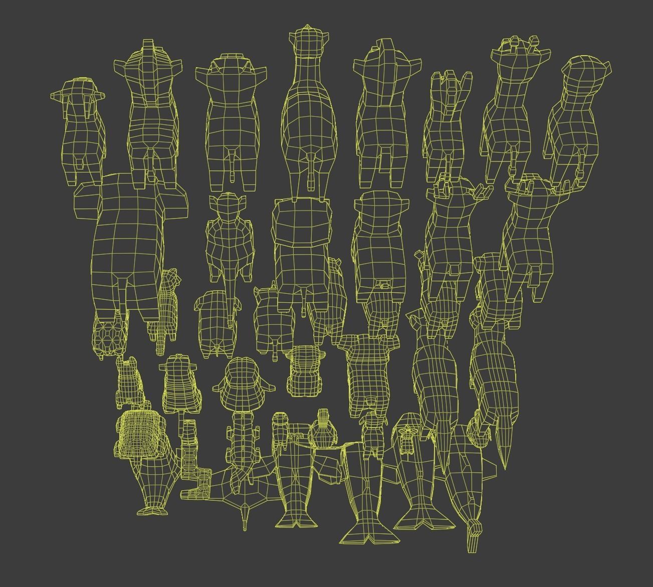 Low poly animals set animal characters Low-poly 3D model_11