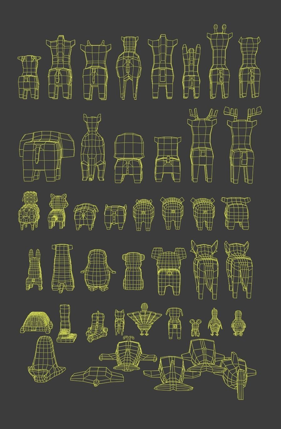 Low poly animals set animal characters Low-poly 3D model_10