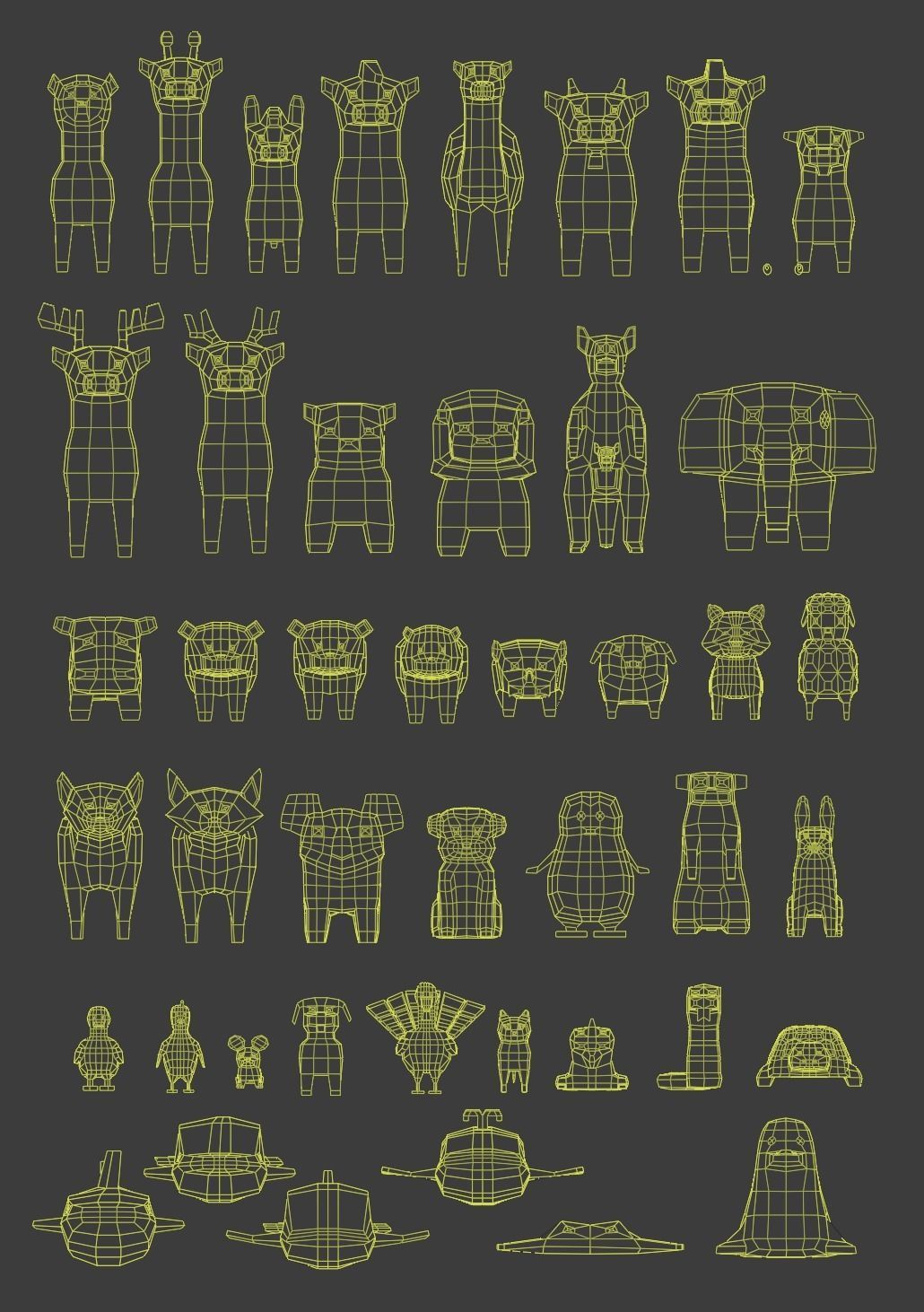 Low poly animals set animal characters Low-poly 3D model_8