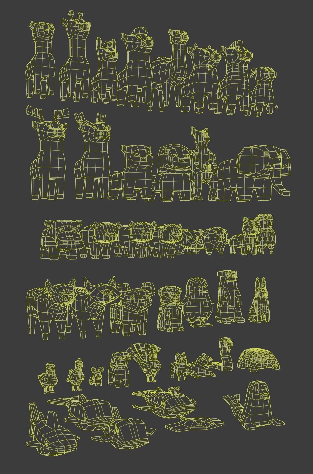 Low poly animals set animal characters Low-poly 3D model_9