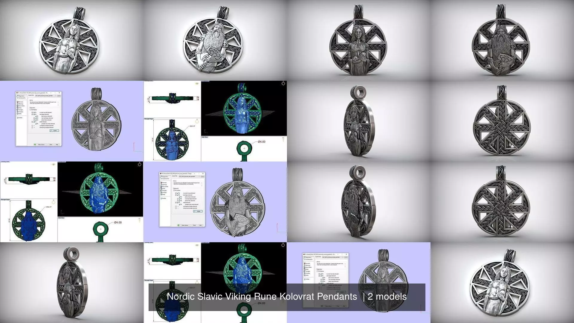 Nordic Slavic Viking Rune Kolovrat Pendants  3D Model Collection_1
