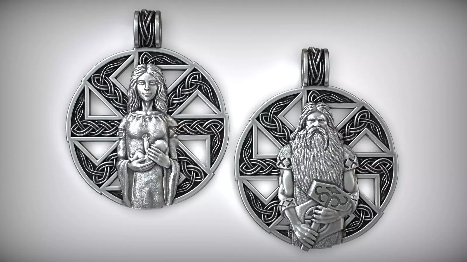 Nordic Slavic Viking Rune Kolovrat Pendants  3D Model Collection_0