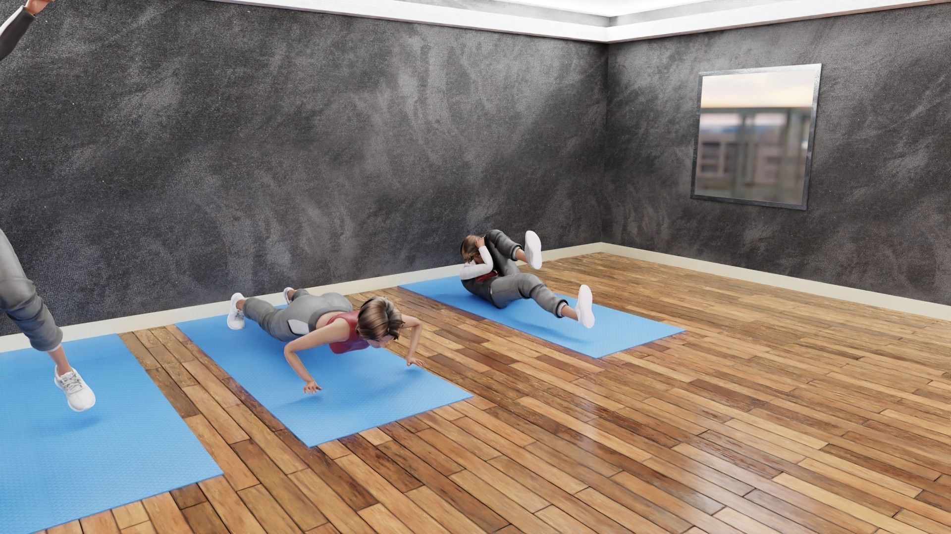 Aerobic exercises animations Low-poly 3D model_4