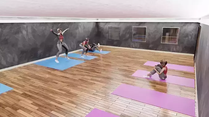 Aerobic exercises animations Low-poly 3D model
