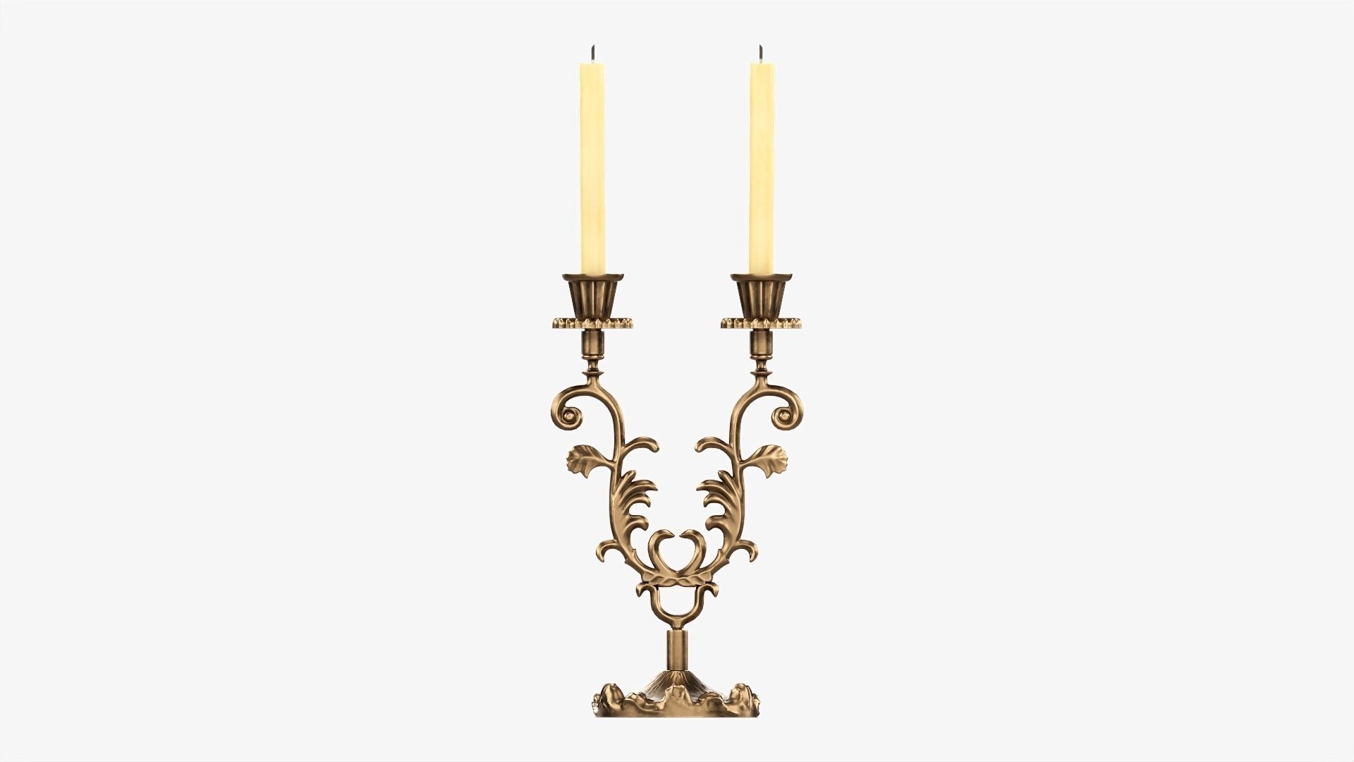 Candlestick with candles antique 03 3D model_3