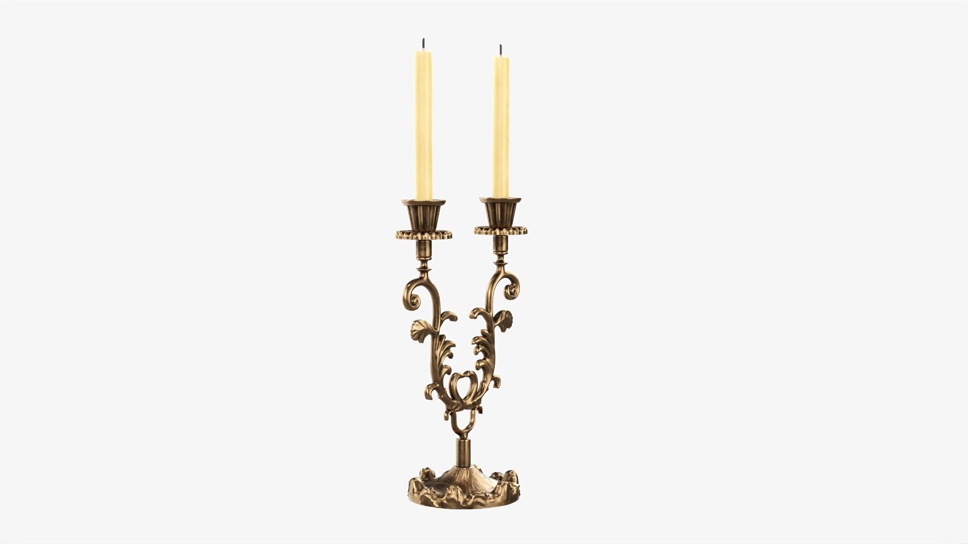 Candlestick with candles antique 03 3D model_1