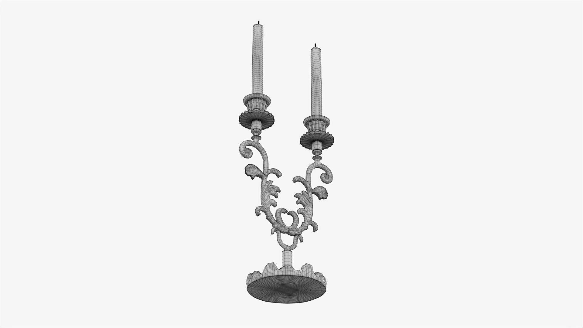 Candlestick with candles antique 03 3D model_8