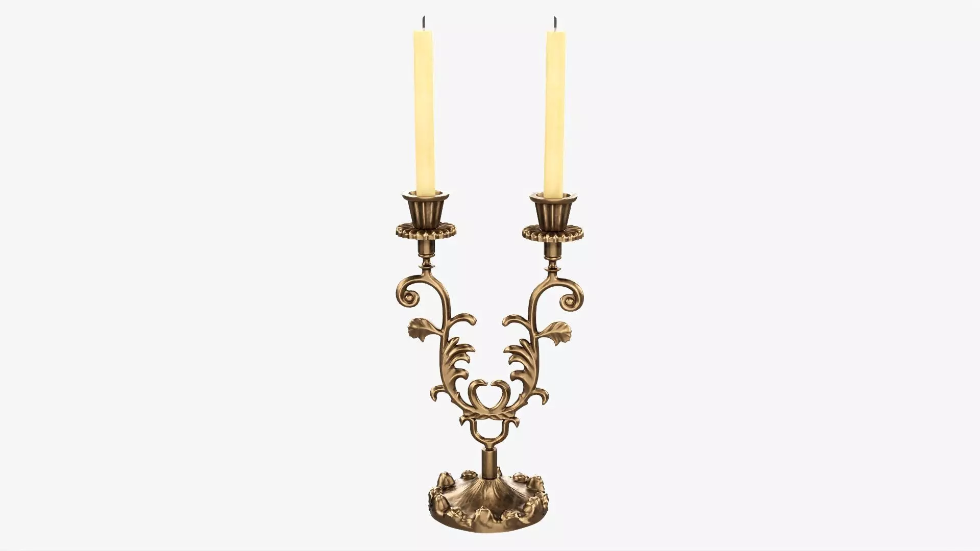 Candlestick with candles antique 03 3D model_0