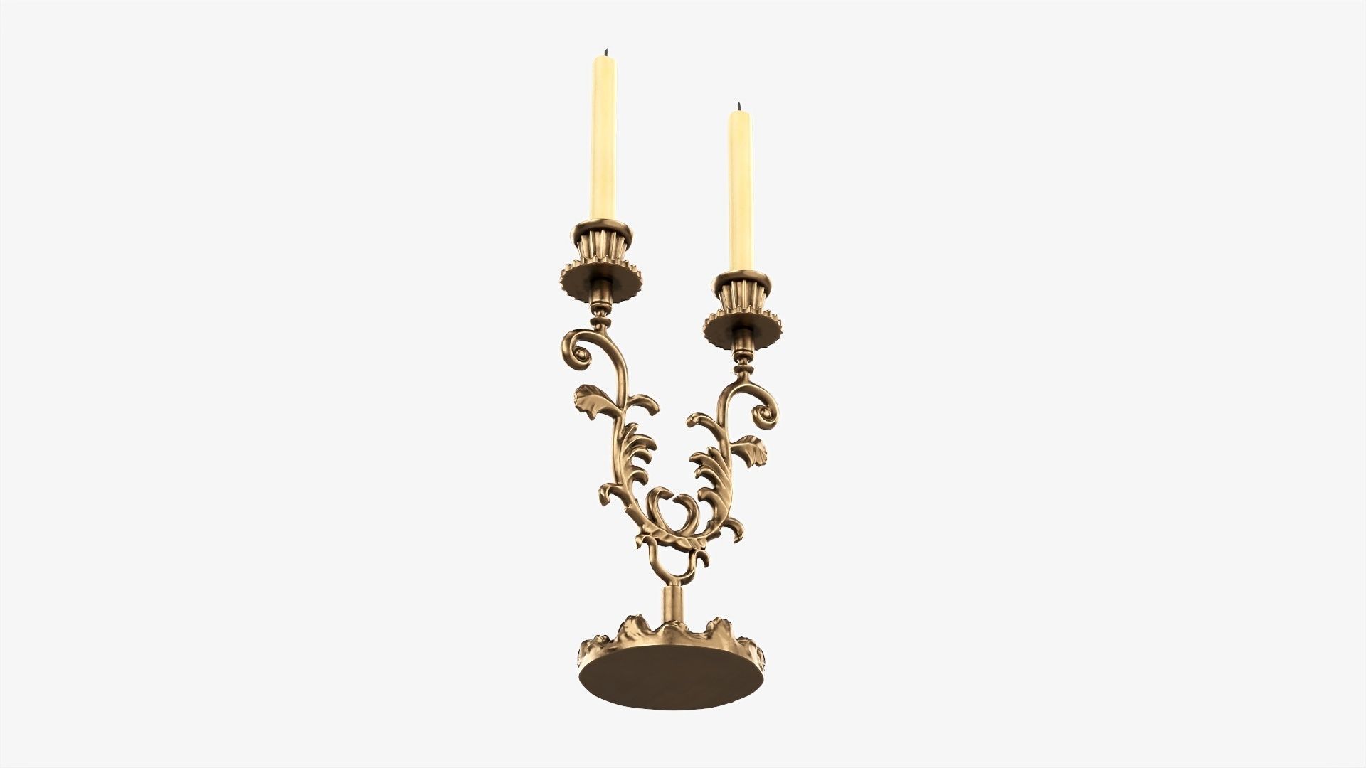 Candlestick with candles antique 03 3D model_2