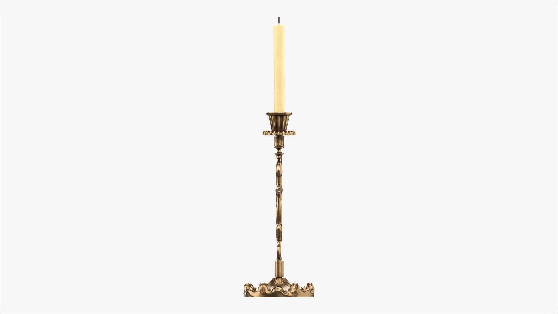 Candlestick with candles antique 03 3D model_4