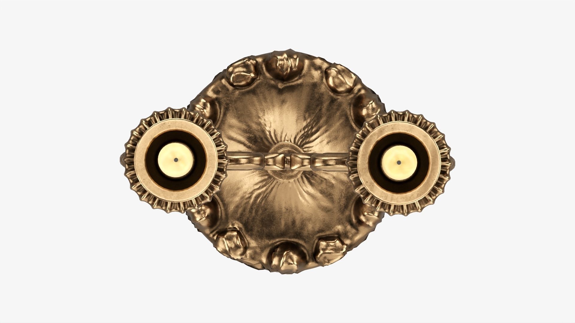 Candlestick with candles antique 03 3D model_5