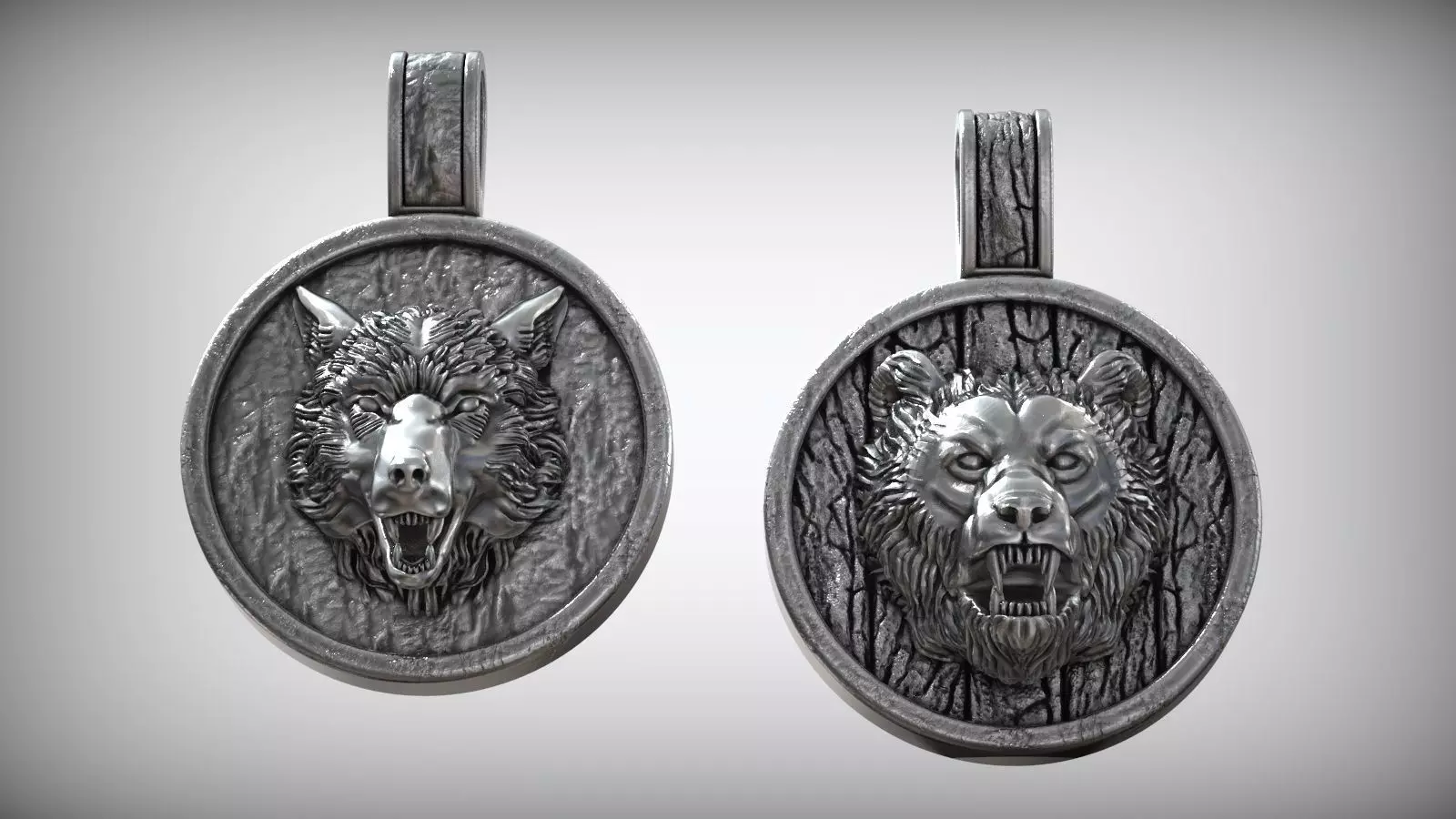 Wild American Animals Black Bear and Gray Wolf 3D Model Collection_0