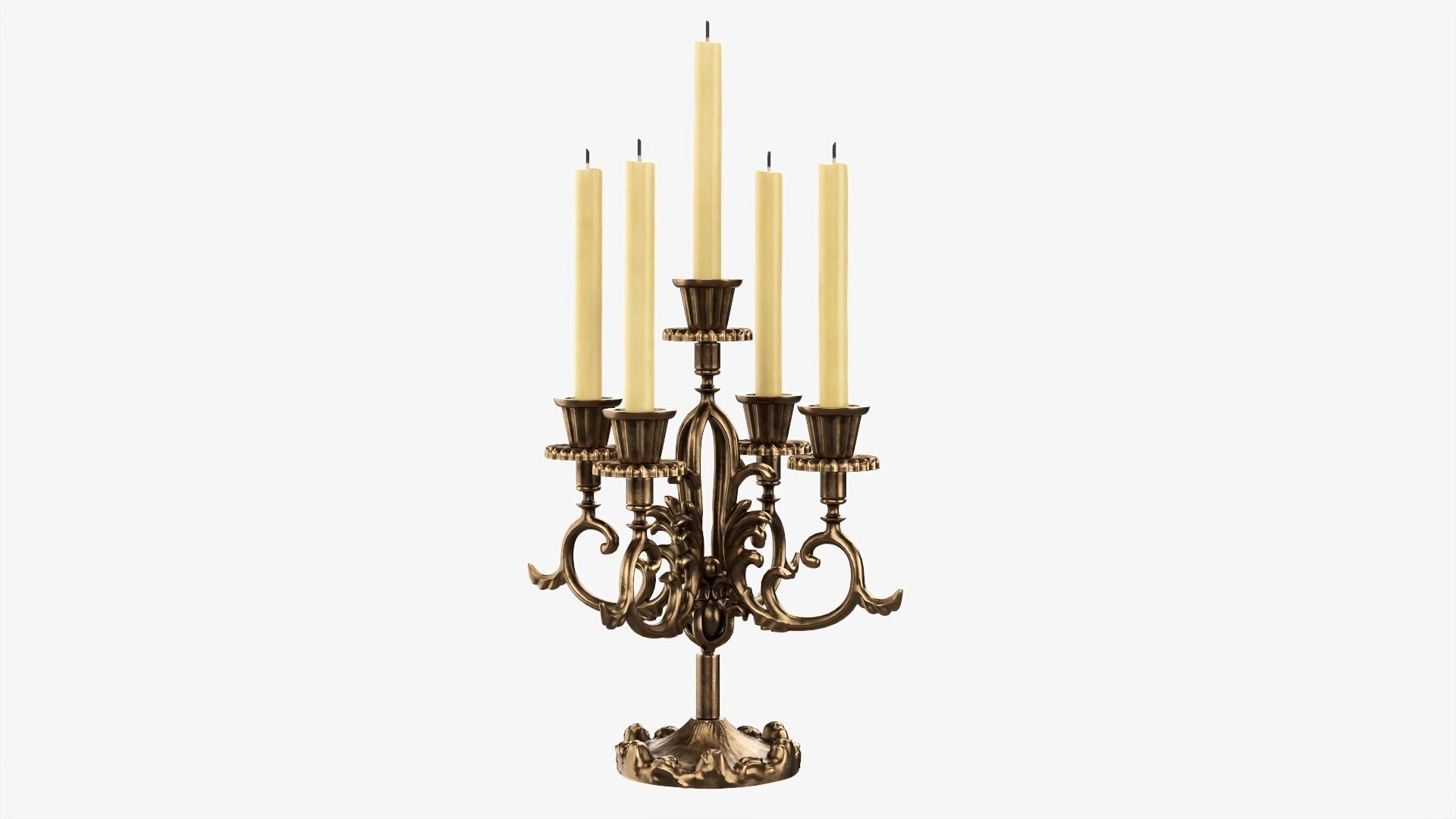 Candlestick with candles antique 05 3D model_1
