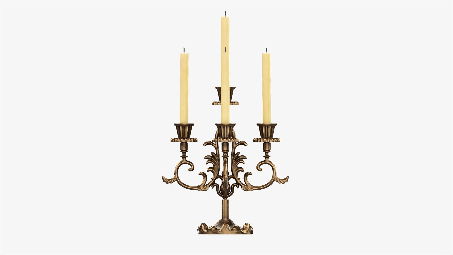 Candlestick with candles antique 05 3D model_3