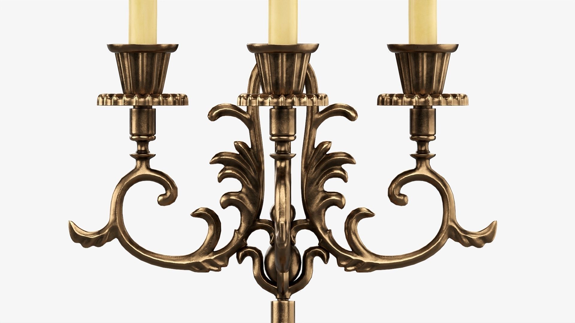 Candlestick with candles antique 05 3D model_4