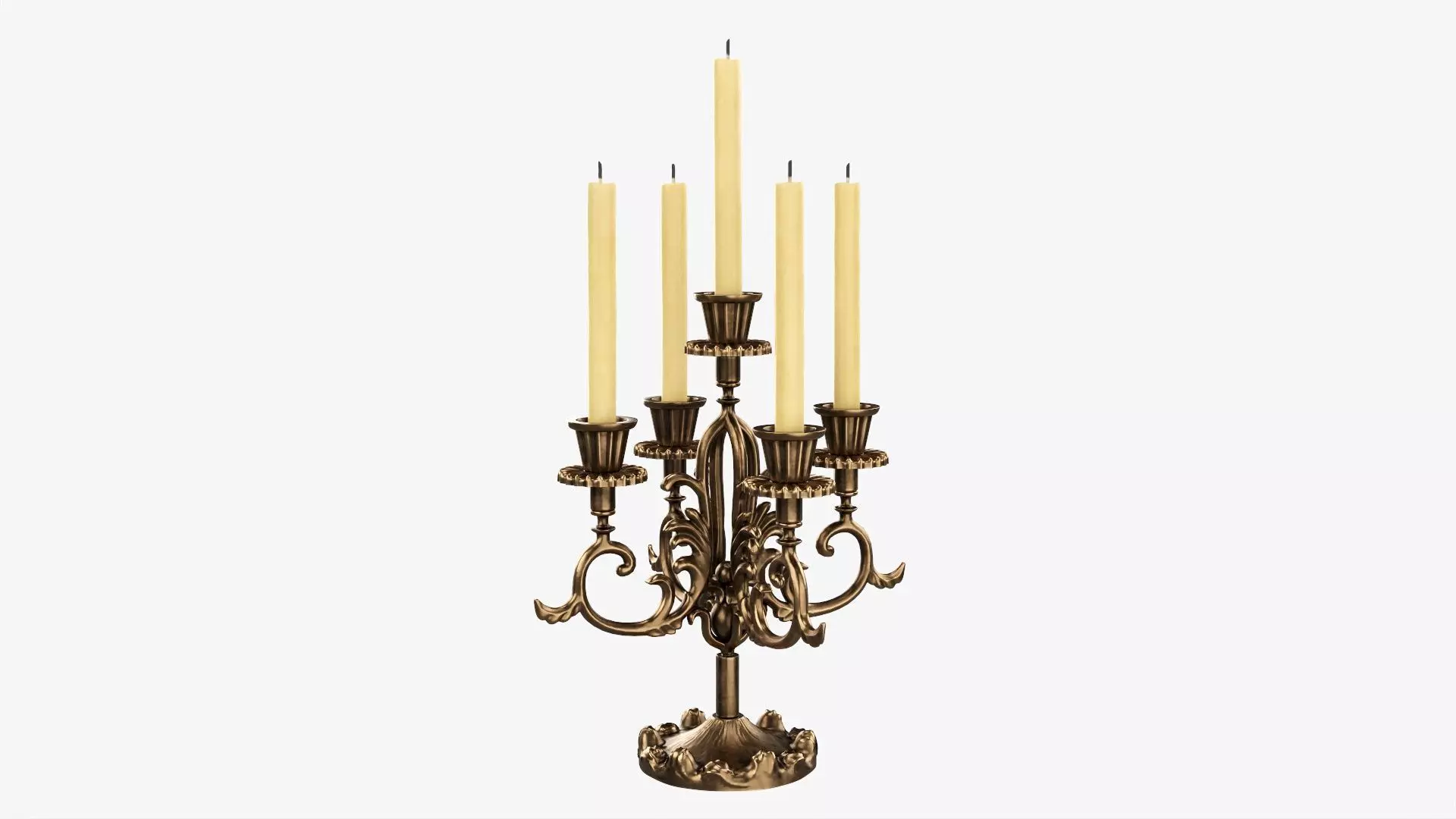 Candlestick with candles antique 05 3D model_0