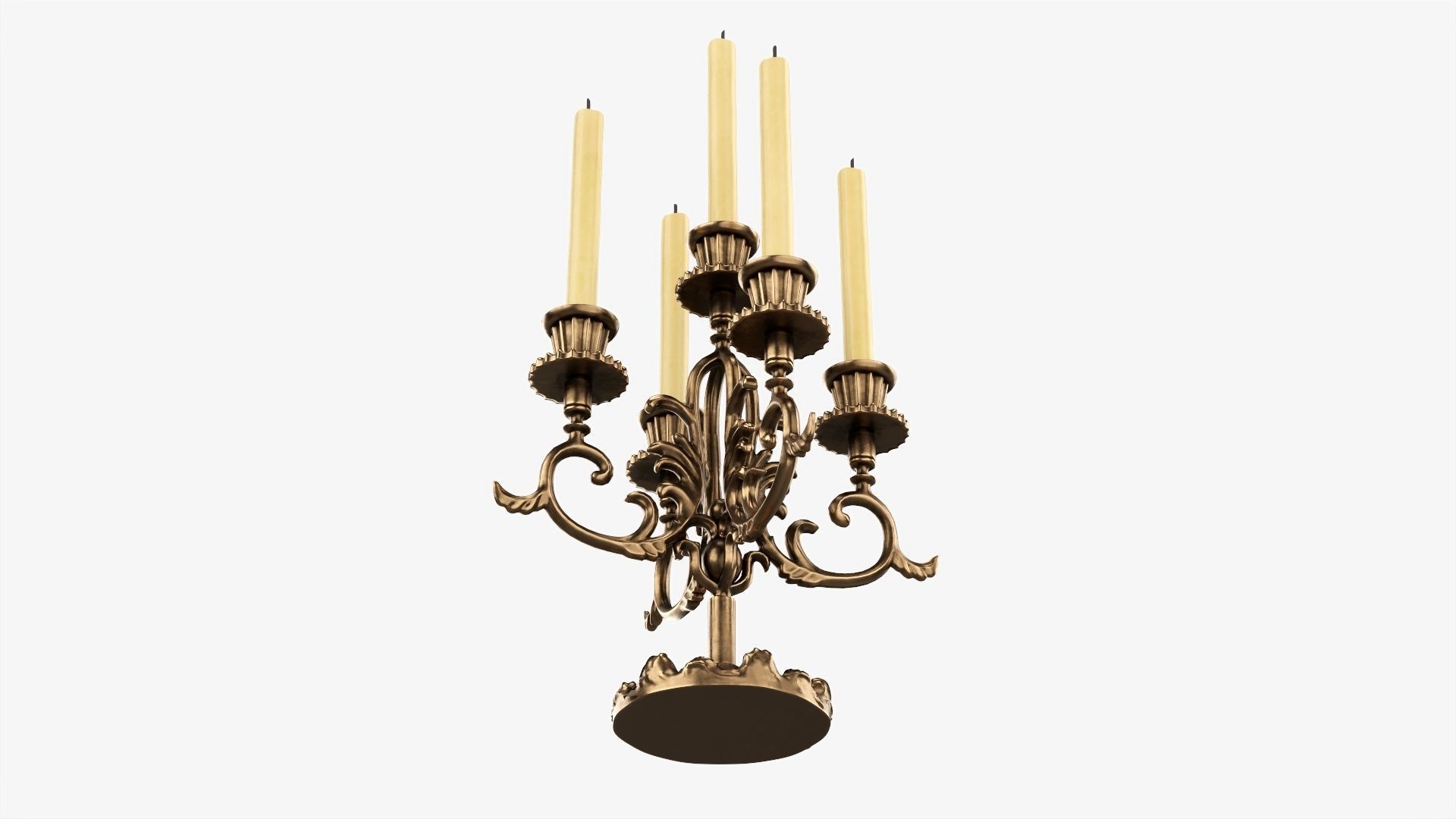 Candlestick with candles antique 05 3D model_2