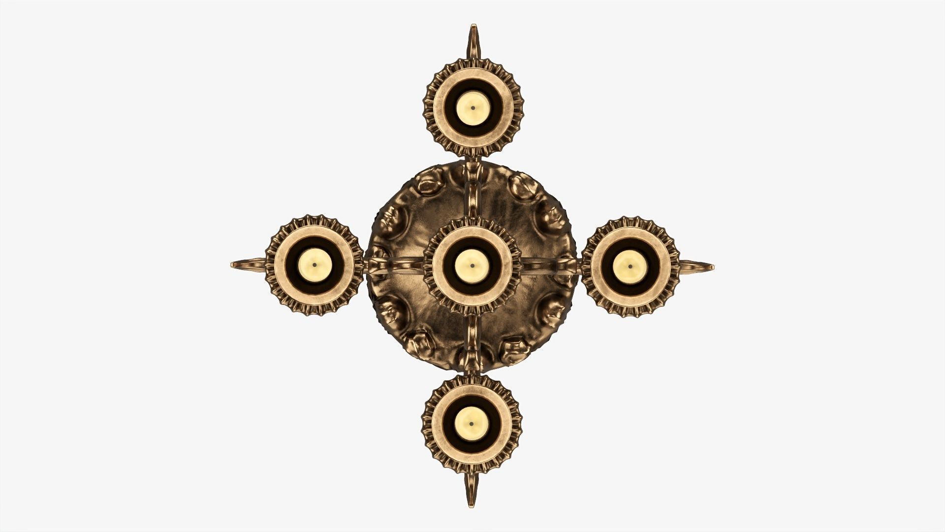 Candlestick with candles antique 05 3D model_5