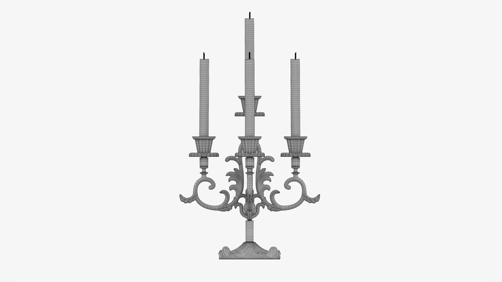 Candlestick with candles antique 05 3D model_9