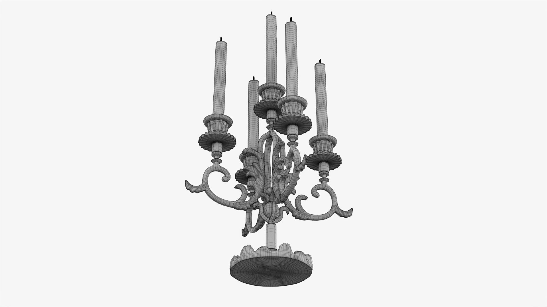 Candlestick with candles antique 05 3D model_8