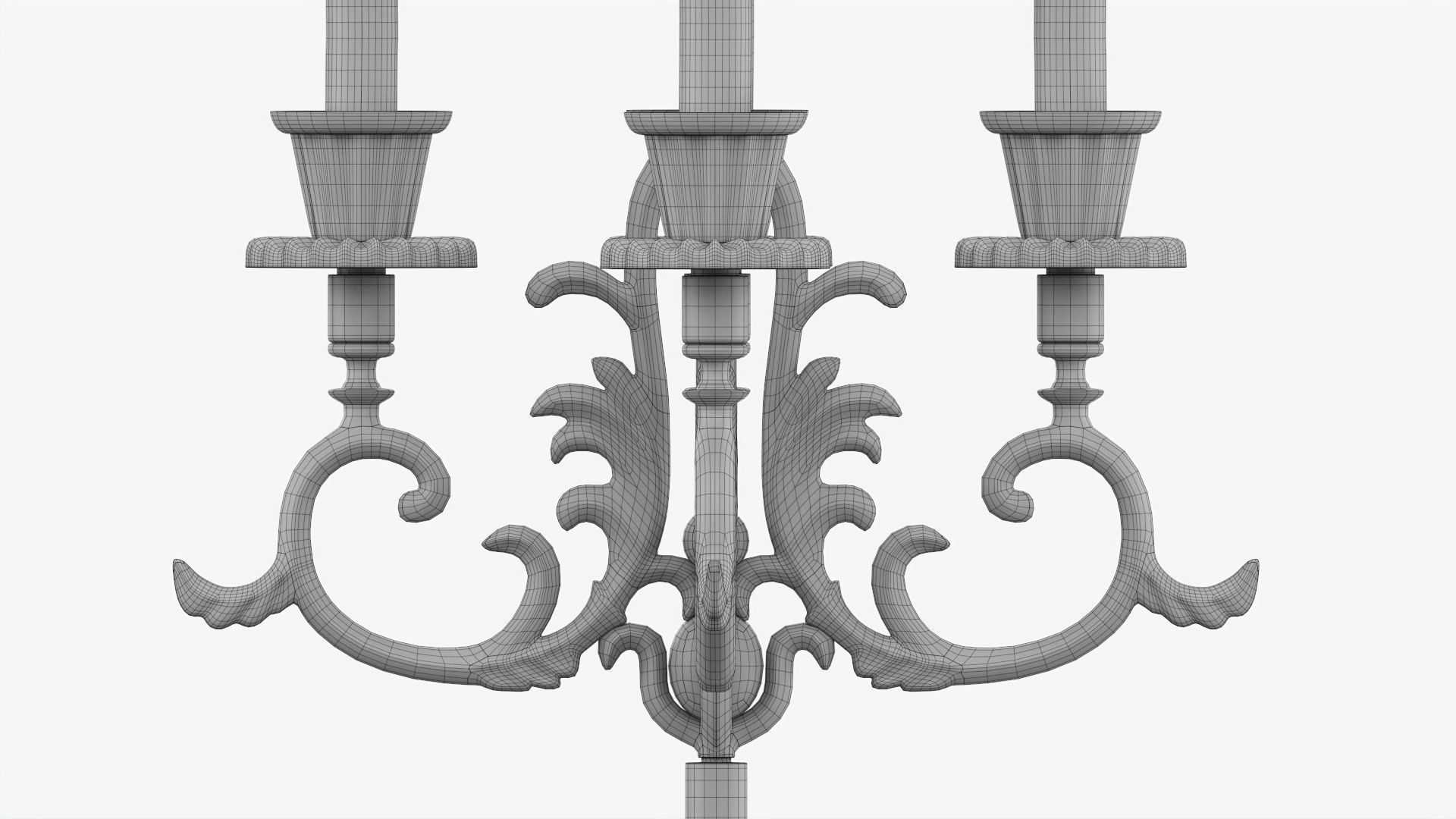 Candlestick with candles antique 05 3D model_10