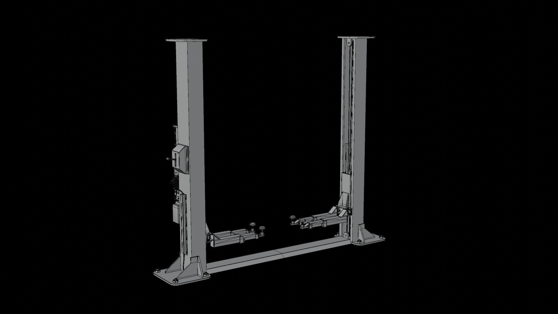 2 Post Car Lift Low-poly 3D model_9