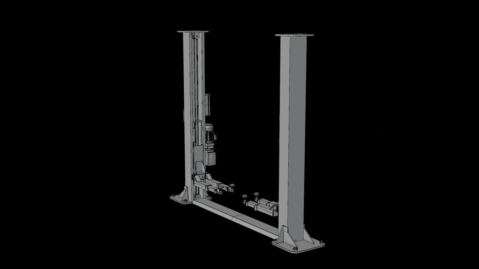 2 Post Car Lift Low-poly 3D model_10