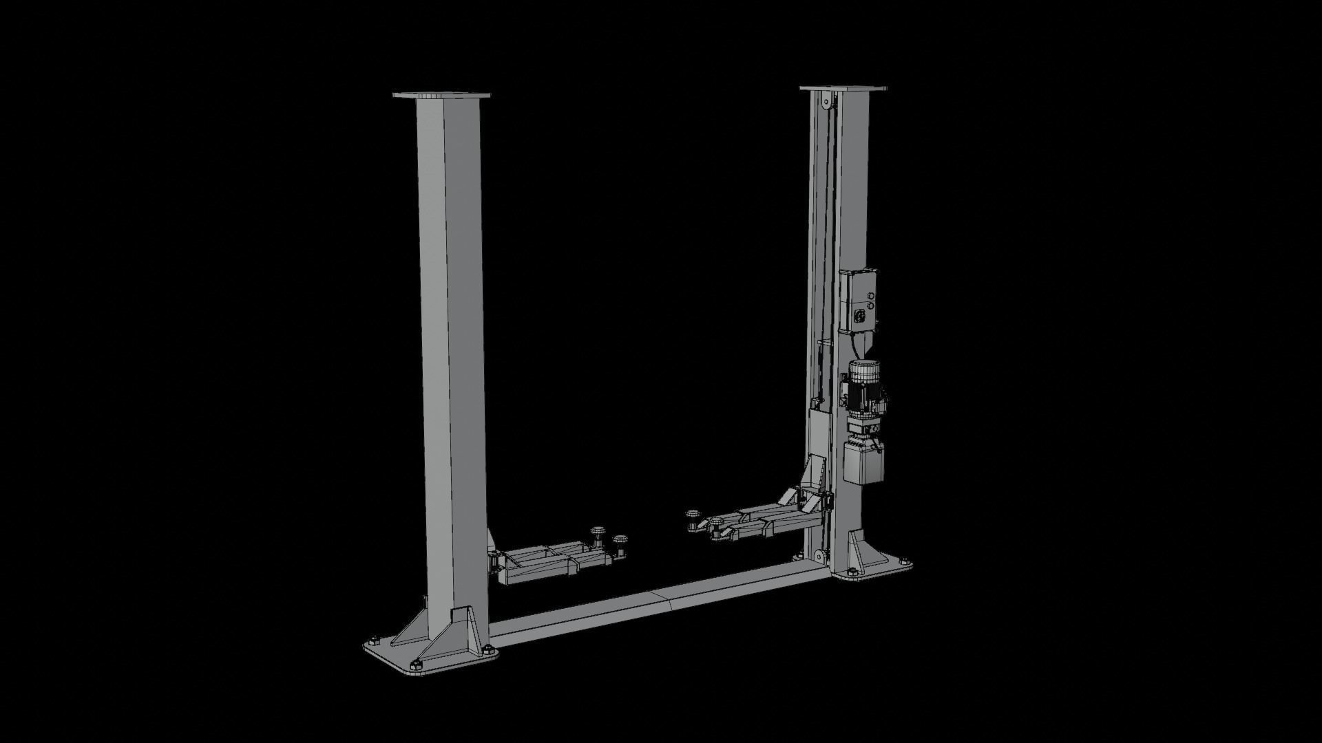 2 Post Car Lift Low-poly 3D model_11