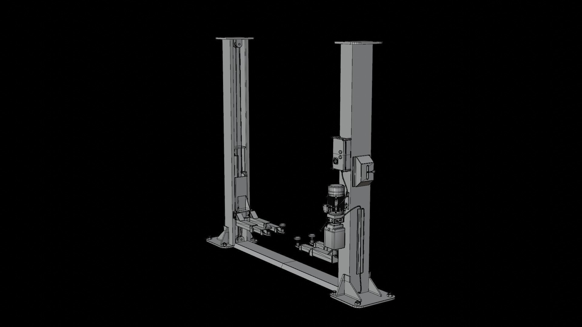 2 Post Car Lift Low-poly 3D model_8