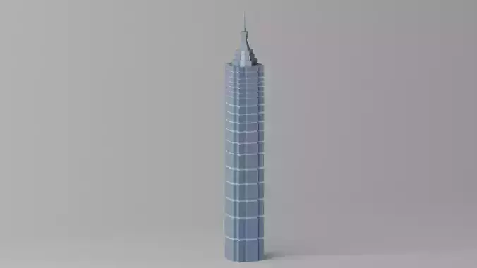 Cartoon Shanghai Jin Mao Tower 1 Low-poly 3D model