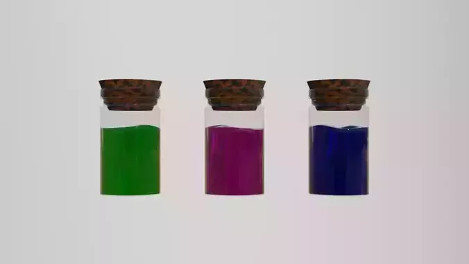 Three small potion vials Free 3D model