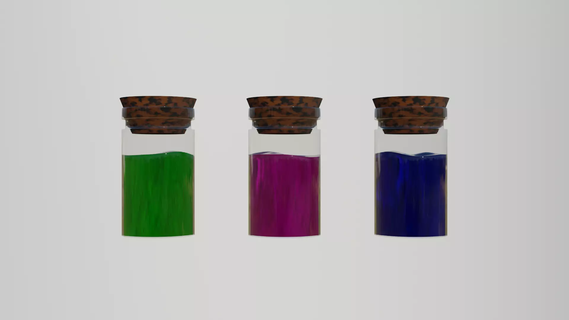 Three small potion vials Free 3D model_0