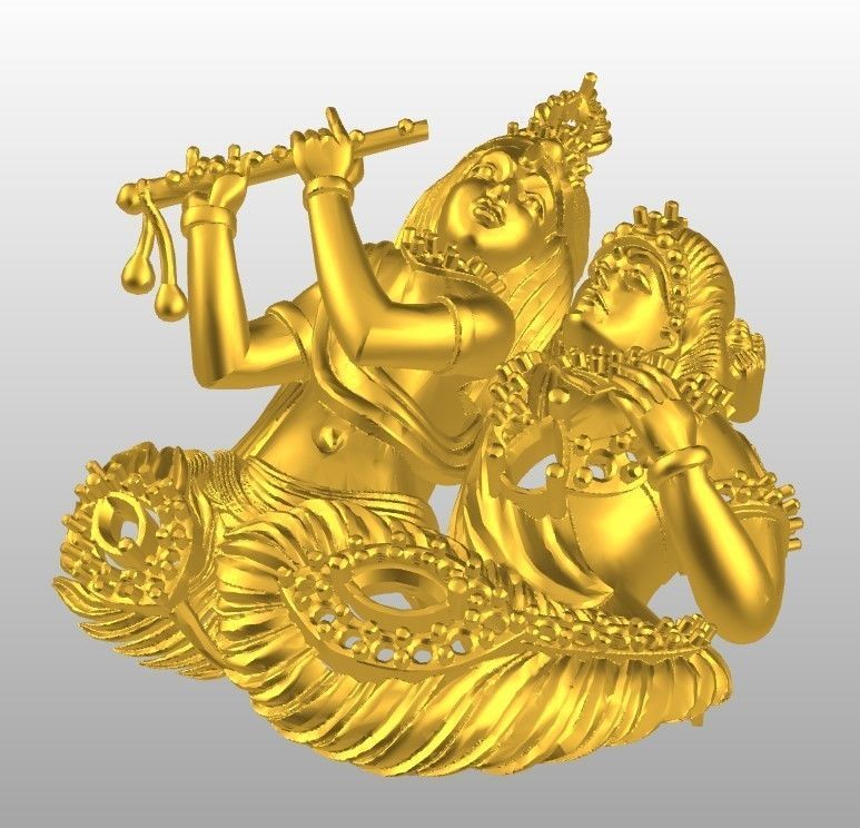 Radha krishna Pendant  3D print model_2