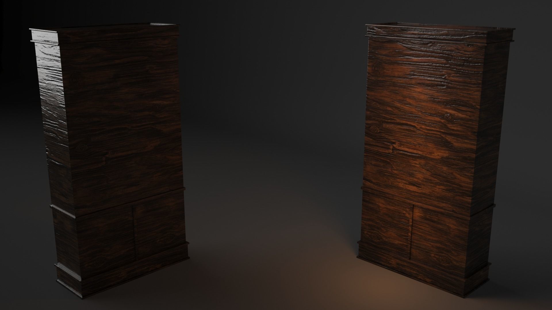 Bookcase wooden Low-poly 3D model_2